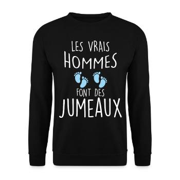 Papa de jumeaux Annonce Naissance Humour - Sweat-shirt Unisexe - noir - Devant - Alina (178cm) & Michal (187cm)