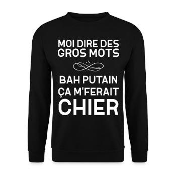 Gros mots humour ça Me Ferait Chier - Sweat-shirt Unisexe - noir - Devant - Alina (178cm) & Michal (187cm)