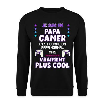 Papa Gamer Humour Jeux Vidéo Papa Et Fils - Sweat-shirt Unisexe - noir - Devant - Alina (178cm) & Michal (187cm)