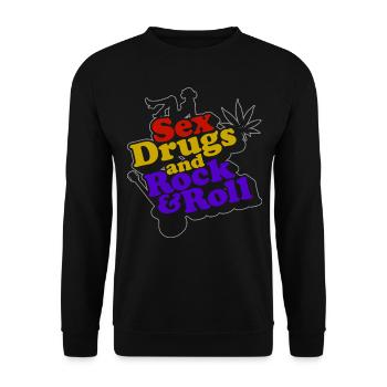 Sex Drugs Rocknroll Schädel Iro Punk Rock Musik - Unisex Pullover - Schwarz - Vorne - Alina (178cm) & Michal (187cm)