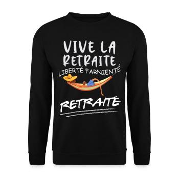 Vive La Retraite Idée Cadeau Homme Papa Retraité - Sweat-shirt Unisexe - noir - Devant - Alina (178cm) & Michal (187cm)