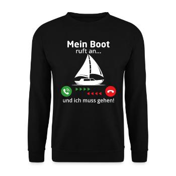 Mein Boot ruft an und ich muss gehen! segeln - Unisex Pullover - Schwarz - Vorne - Alina (178cm) & Michal (187cm)