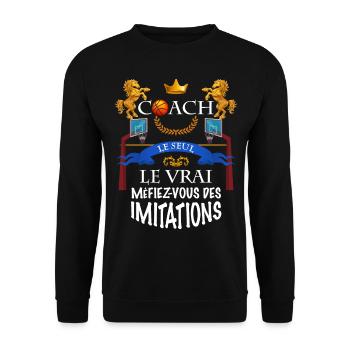 Entraineur Coach Basket Humour Basketball - Sweat-shirt Unisexe - noir - Devant - Alina (178cm) & Michal (187cm)