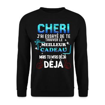 Pour Mon Chéri D'Amour Cadeau Humour - Sweat-shirt Unisexe - noir - Devant - Alina (178cm) & Michal (187cm)