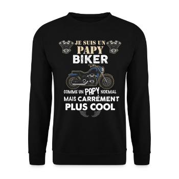 Papy Biker Cadeau Motard - Sweat-shirt Unisexe - noir - Devant - Alina (178cm) & Michal (187cm)