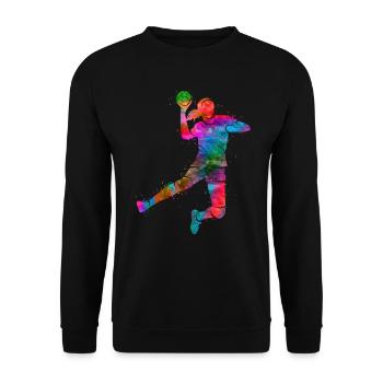 Handball player Farbklecks Handball Handball player - Unisex Sweatshirt - black - Front - Alina (178cm) & Michal (187cm)