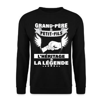 Citation Future Naissance Petit-Fils Et Papy - Sweat-shirt Unisexe - noir - Devant - Alina (178cm) & Michal (187cm)