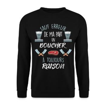 Boucher Idée Cadeau Citation HUmour Homme - Sweat-shirt Unisexe - noir - Devant - Alina (178cm) & Michal (187cm)