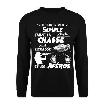Chasseur Cadeau Drôle Gibier bécasse - Sweat-shirt Unisexe - noir - Devant - Alina (178cm) & Michal (187cm)