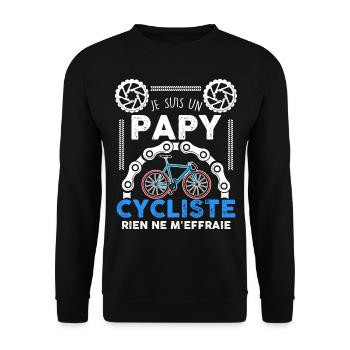 The brave cyclist is my cycling grandpa humor - Unisex Sweatshirt - black - Front - Alina (178cm) & Michal (187cm)