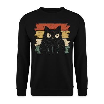 Chat en colère en vintage - Sweat-shirt Unisexe - noir - Devant - Alina (178cm) & Michal (187cm)