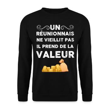Un Réunonnais De Valeur Cadeau Anniversaire - Sweat-shirt Unisexe - noir - Devant - Alina (178cm) & Michal (187cm)