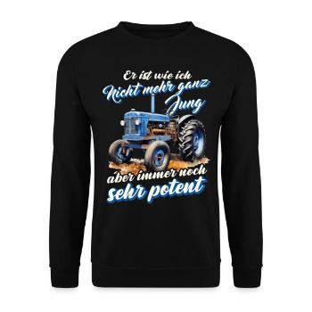 Traktor Geschenk für Landwirt Humor Alte Traktoren - Unisex Pullover - Schwarz - Vorne - Alina (178cm) & Michal (187cm)