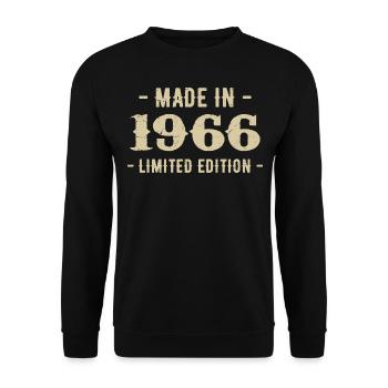Jahrgang 1966 Geschenk in limitierter Auflage 1966 - Unisex Pullover - Schwarz - Vorne - Alina (178cm) & Michal (187cm)