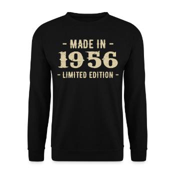 Jahrgang 1956 Geschenk in limitierter Auflage 1956 - Unisex Pullover - Schwarz - Vorne - Alina (178cm) & Michal (187cm)