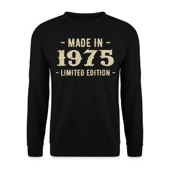 Jahrgang 1975 Geschenk in limitierter Auflage 1975 - Unisex Pullover - Schwarz - Vorne - Alina (178cm) & Michal (187cm)
