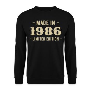 Jahrgang 1986 Geschenk in limitierter Auflage 1986 - Unisex Pullover - Schwarz - Vorne - Alina (178cm) & Michal (187cm)