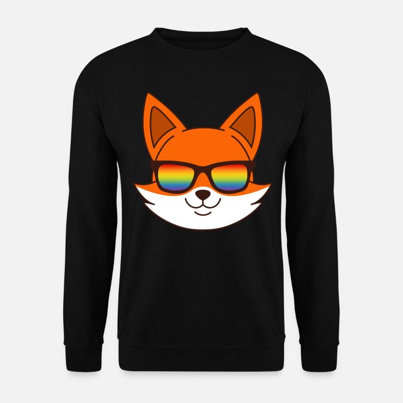 Fox with rainbow sunglasses - Unisex Sweatshirt - black