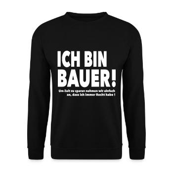 Ich bin Bauer! - Unisex Pullover - Schwarz - Vorne - Alina (178cm) & Michal (187cm)