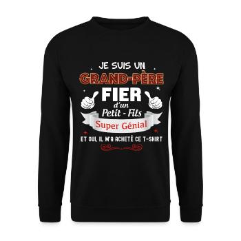 Papy Fier Et Petit-Fils Cadeau Humour Famille - Sweat-shirt Unisexe - noir - Devant - Alina (178cm) & Michal (187cm)