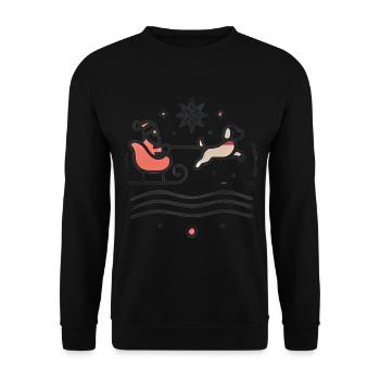 Vœux de Noël chaleureux Père Noël chien - Sweat-shirt Unisexe - noir - Devant - Alina (178cm) & Michal (187cm)