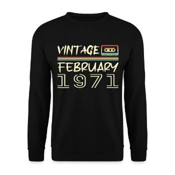 February 1971 Best Gift February 1971 February - Unisex Sweatshirt - black - Front - Alina (178cm) & Michal (187cm)