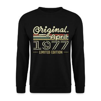 Avril 1977 Cadeau 48e Anniversaire Avril 1977 - Sweat-shirt Unisexe - noir - Devant - Alina (178cm) & Michal (187cm)
