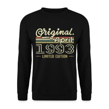 Avril 1993 Cadeau 32e Anniversaire Avril 1993 - Sweat-shirt Unisexe - noir - Devant - Alina (178cm) & Michal (187cm)