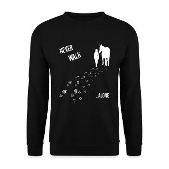 nerver walk alone femme & cheval - Sweat-shirt Unisexe - noir - Devant - Alina (178cm) & Michal (187cm)