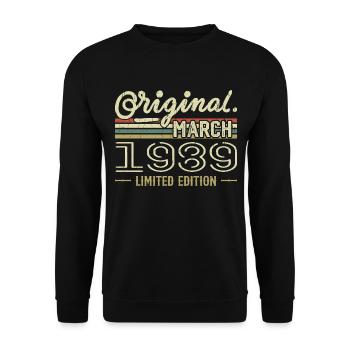 Born in March 1989 Birthday Gift March 1989 - Unisex Sweatshirt - black - Front - Alina (178cm) & Michal (187cm)