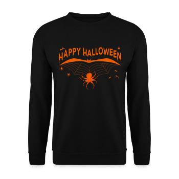 Halloween Happy Fledermäuse Halloween - Unisex Pullover - Schwarz - Vorne - Alina (178cm) & Michal (187cm)