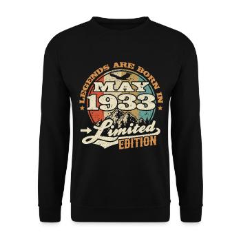 Legende geboren 1933 - 90 Jahre alt - Unisex Pullover - Schwarz - Vorne - Alina (178cm) & Michal (187cm)