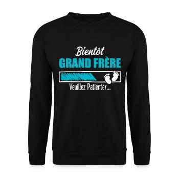 Bientôt Grand frère Cadeau Futur Grand frère - Sweat-shirt Unisexe - noir - Devant - Alina (178cm) & Michal (187cm)