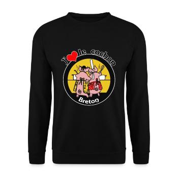 Bretonisches Schwein - Unisex Pullover - Schwarz - Vorne - Alina (178cm) & Michal (187cm)