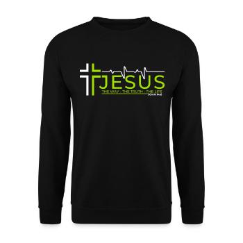 Jesus Christus Bibelvers Weg Wahrheit Leben Christ - Unisex Pullover - Schwarz - Vorne - Alina (178cm) & Michal (187cm)