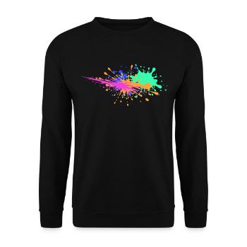 Farbkleckse Design außergewöhnlich - Unisex Pullover - Schwarz - Vorne - Alina (178cm) & Michal (187cm)