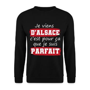 cadeau drôle homme parfait Alsace alsacien - Sweat-shirt Unisexe - noir - Devant - Alina (178cm) & Michal (187cm)