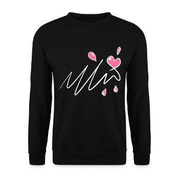 herz rosa symbol liebe muster linie - Unisex Pullover - Schwarz - Vorne - Alina (178cm) & Michal (187cm)
