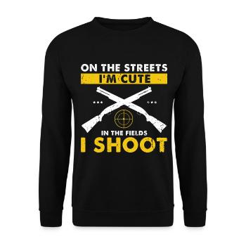Funny Duck Hunting Design Hunter Hunting Duck Design - Unisex Sweatshirt - black - Front - Alina (178cm) & Michal (187cm)