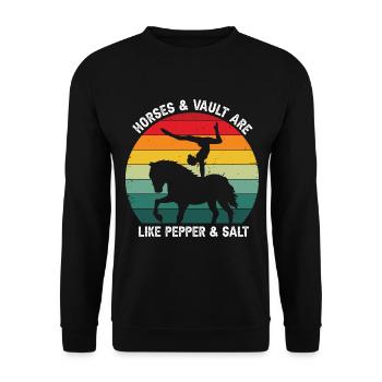 Voltigieren Design und Voltigieren Pferde Designs - Unisex Pullover - Schwarz - Vorne - Alina (178cm) & Michal (187cm)