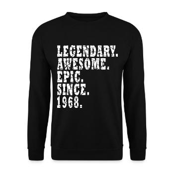 1968 Jahrgang Geburtstag Geburtsjahr 1968 Geschenk - Unisex Pullover - Schwarz - Vorne - Alina (178cm) & Michal (187cm)