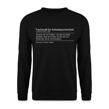 Definition Fachkraft für Arbeitssicherheit - Unisex Pullover - Schwarz - Vorne - Alina (178cm) & Michal (187cm)