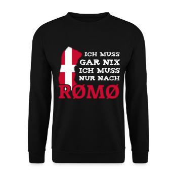 Römö # Rømø # Ich muss gar nix # Dänemark - Unisex Pullover - Schwarz - Vorne - Alina (178cm) & Michal (187cm)