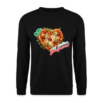 Ich liebe meine italienische Freundin Pizza Herz - Unisex Pullover - Schwarz - Vorne - Alina (178cm) & Michal (187cm)