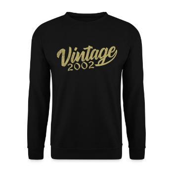 2002 Jahrgang 2002 Retro 2002 Geburtstagsgeschenk - Unisex Pullover - Schwarz - Vorne - Alina (178cm) & Michal (187cm)