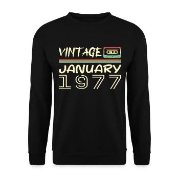 Vintage January 1977 - Birthday January 1977 - Unisex Sweatshirt - black - Front - Alina (178cm) & Michal (187cm)