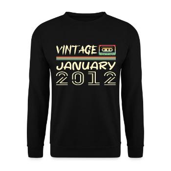 Jahrgang Januar 2012 – Geburtstag Januar 2012 - Unisex Pullover - Schwarz - Vorne - Alina (178cm) & Michal (187cm)