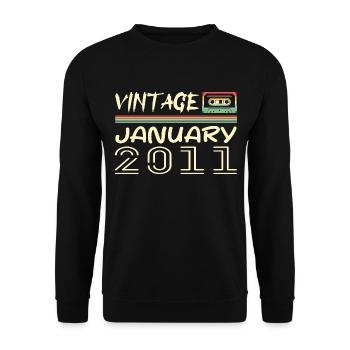 Vintage January 2011 - Birthday January 2011 - Unisex Sweatshirt - black - Front - Alina (178cm) & Michal (187cm)