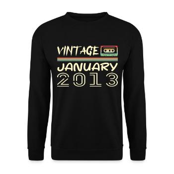 Vintage Janvier 2013 - Anniversaire Janvier 2013 - Sweat-shirt Unisexe - noir - Devant - Alina (178cm) & Michal (187cm)
