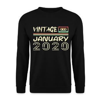 Vintage Janvier 2020 - Anniversaire Janvier 2020 - Sweat-shirt Unisexe - noir - Devant - Alina (178cm) & Michal (187cm)